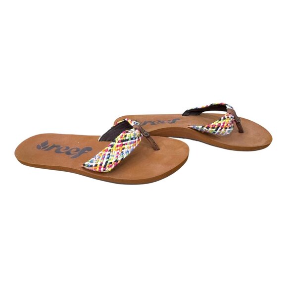 Reef Womens Multicolor Rainbow Leather Braided Strap Flip-Flop Sandals 9.5 READ - Picture 7 of 11